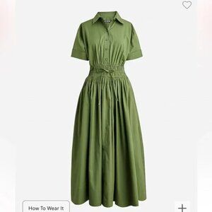 J.Crew Womens Elena shirtdress in cotton poplin in  Utility Green size 8